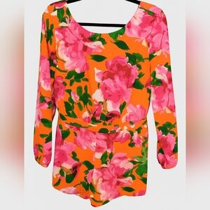 EN CREME Floral Romper L NWT